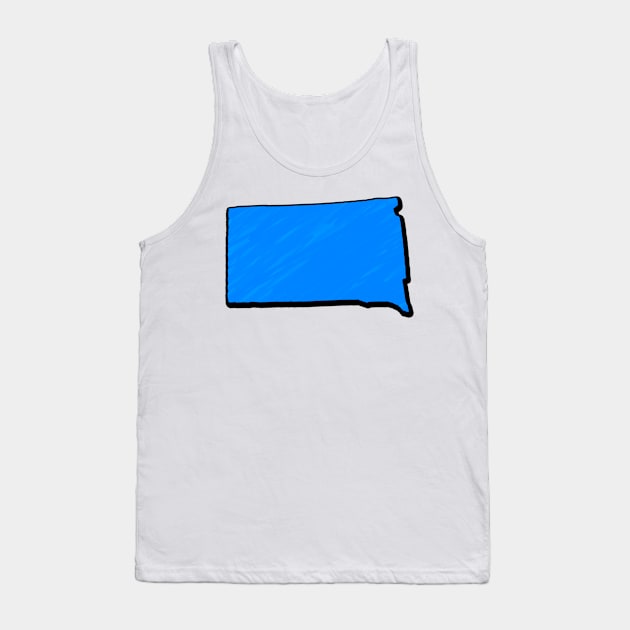 Bright Blue South Dakota Outline Tank Top by Mookle